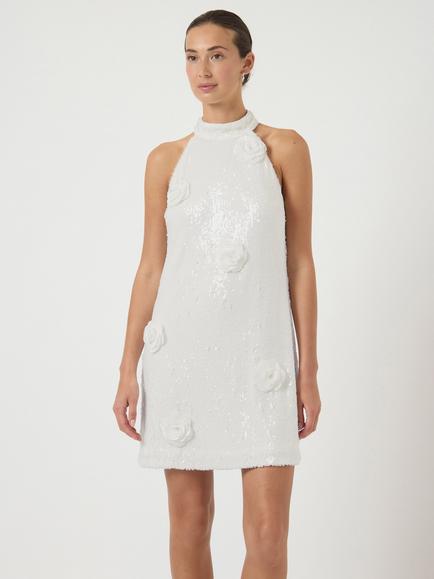 YAS Rose Sequin Wedding Dress, White, White