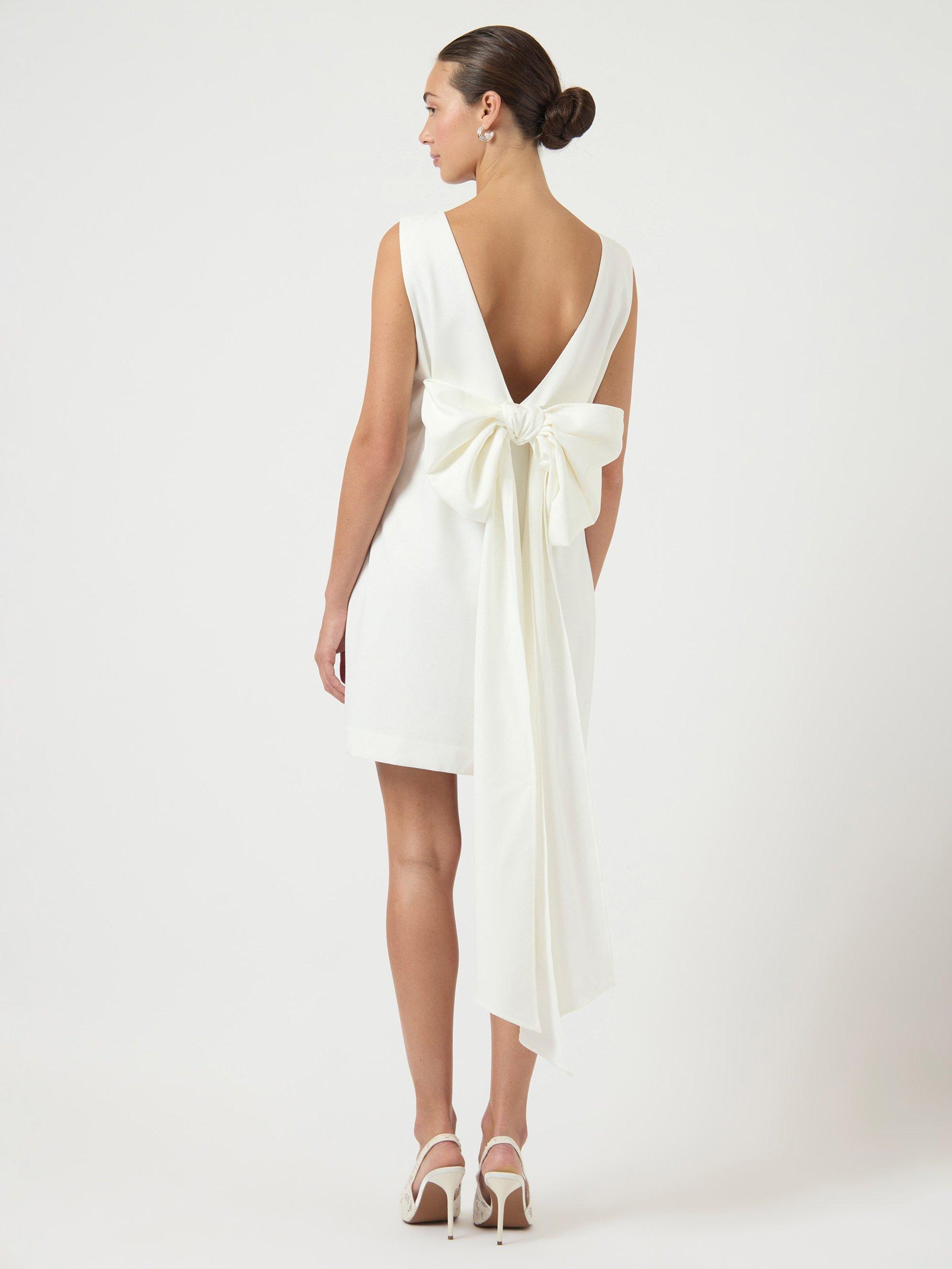 Product image 5 of 7, which shows YAS Sally Bow Back Wedding Dress, White, 6