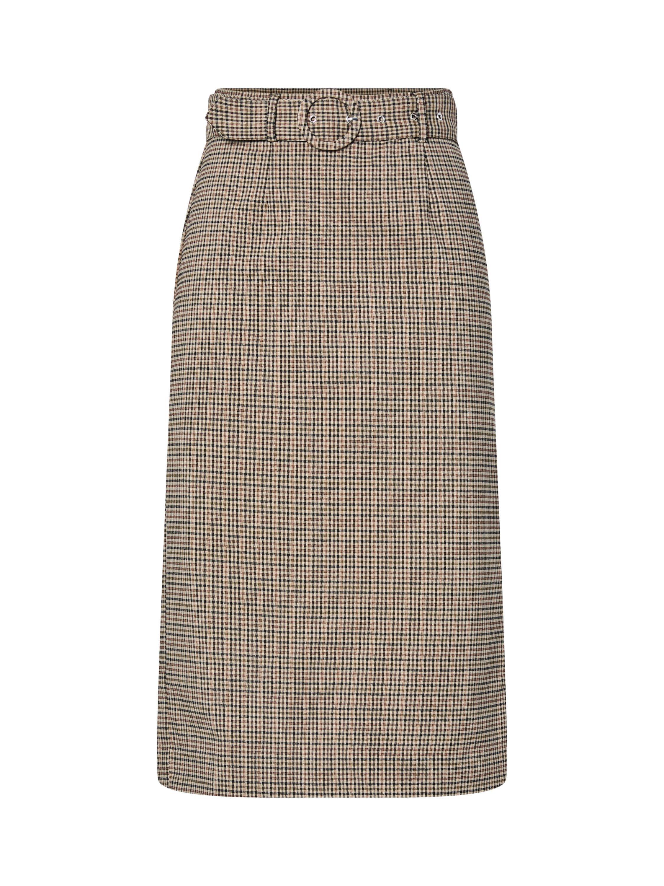 Product image 3 of 4, which shows YAS Fira Check Midi Skirt, Brown Multi, 6