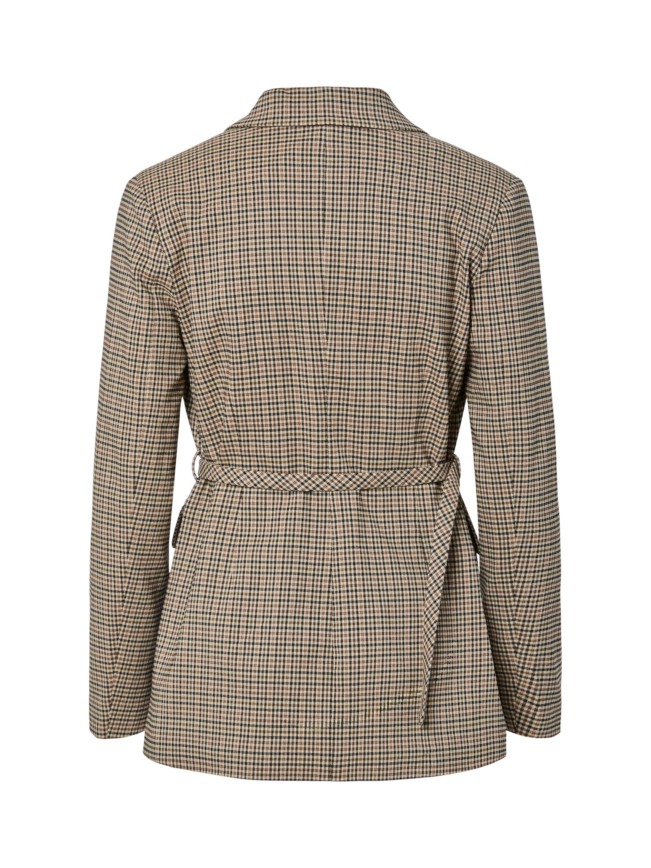 Product image 4 of 4, which shows YAS Fira Check Wrap Front Blazer, Brown Multi, 6