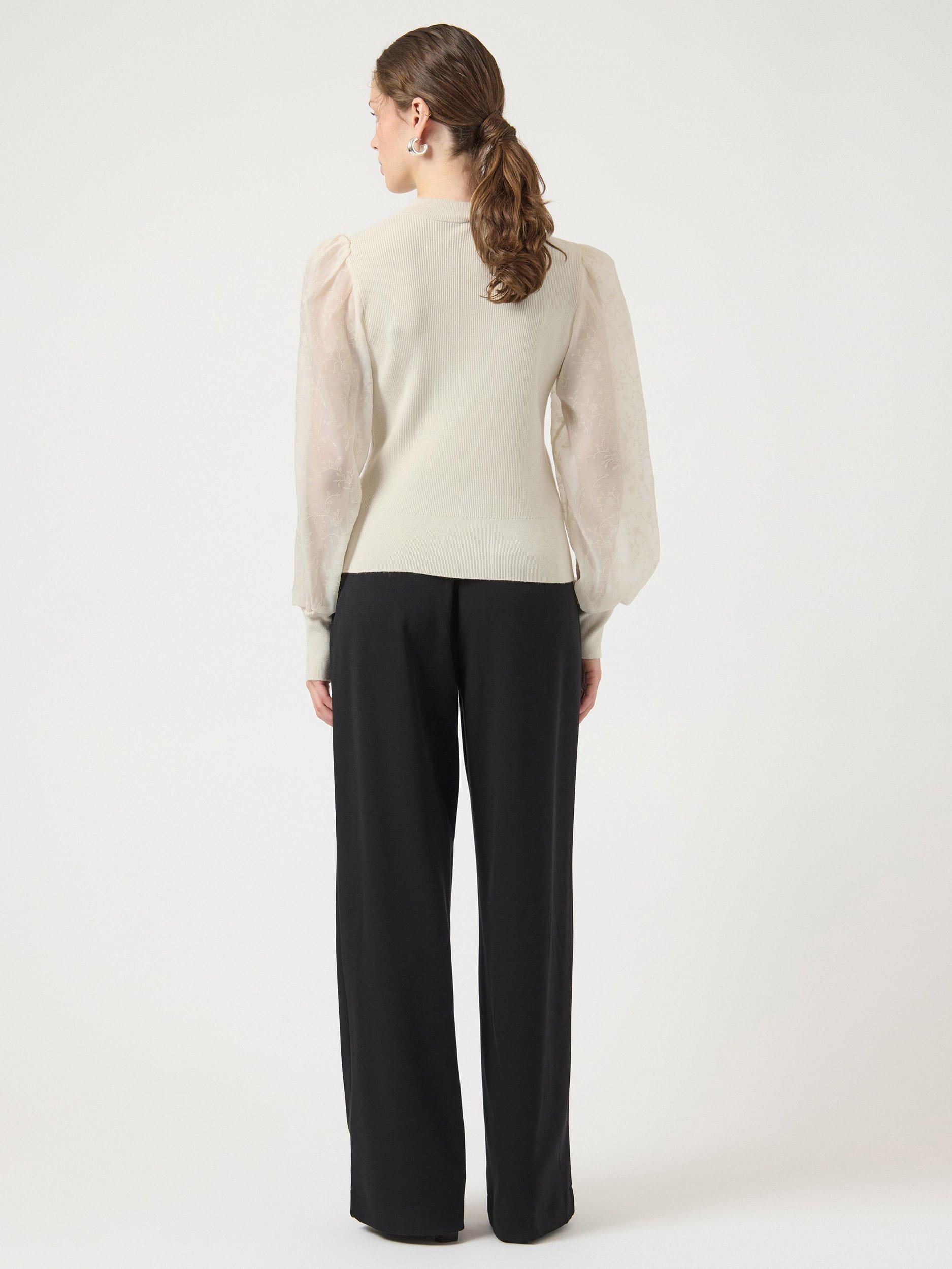 Product image 5 of 7, which shows YAS Dot Balloon Sleeve Knitted Crew Neck Jumper , Cream, XS
