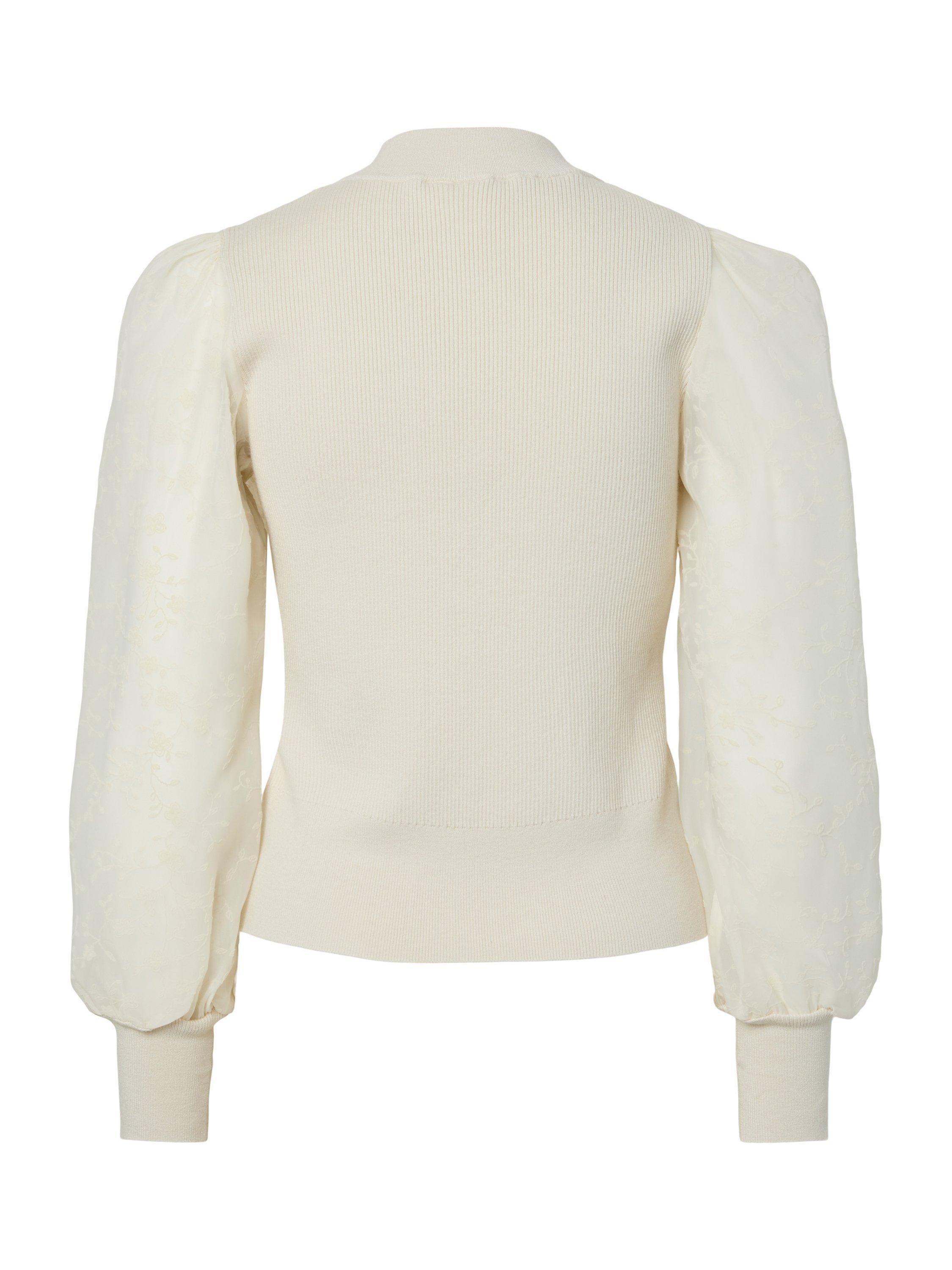 Product image 7 of 7, which shows YAS Dot Balloon Sleeve Knitted Crew Neck Jumper , Cream, XS