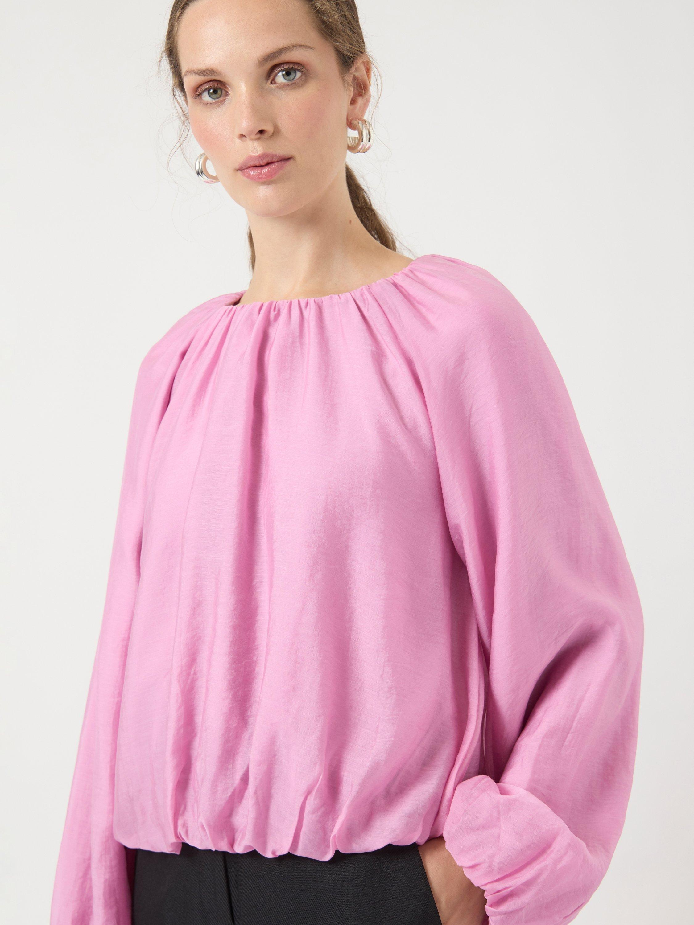 Product image 1 of 6, which shows YAS Vallo Crew Neck Balloon Sleeve Blouse , Pink, 6