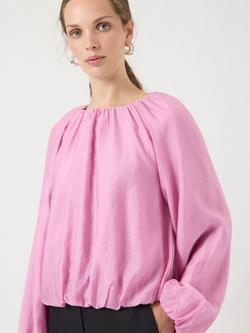 YAS Vallo Crew Neck Balloon Sleeve Blouse, Pink