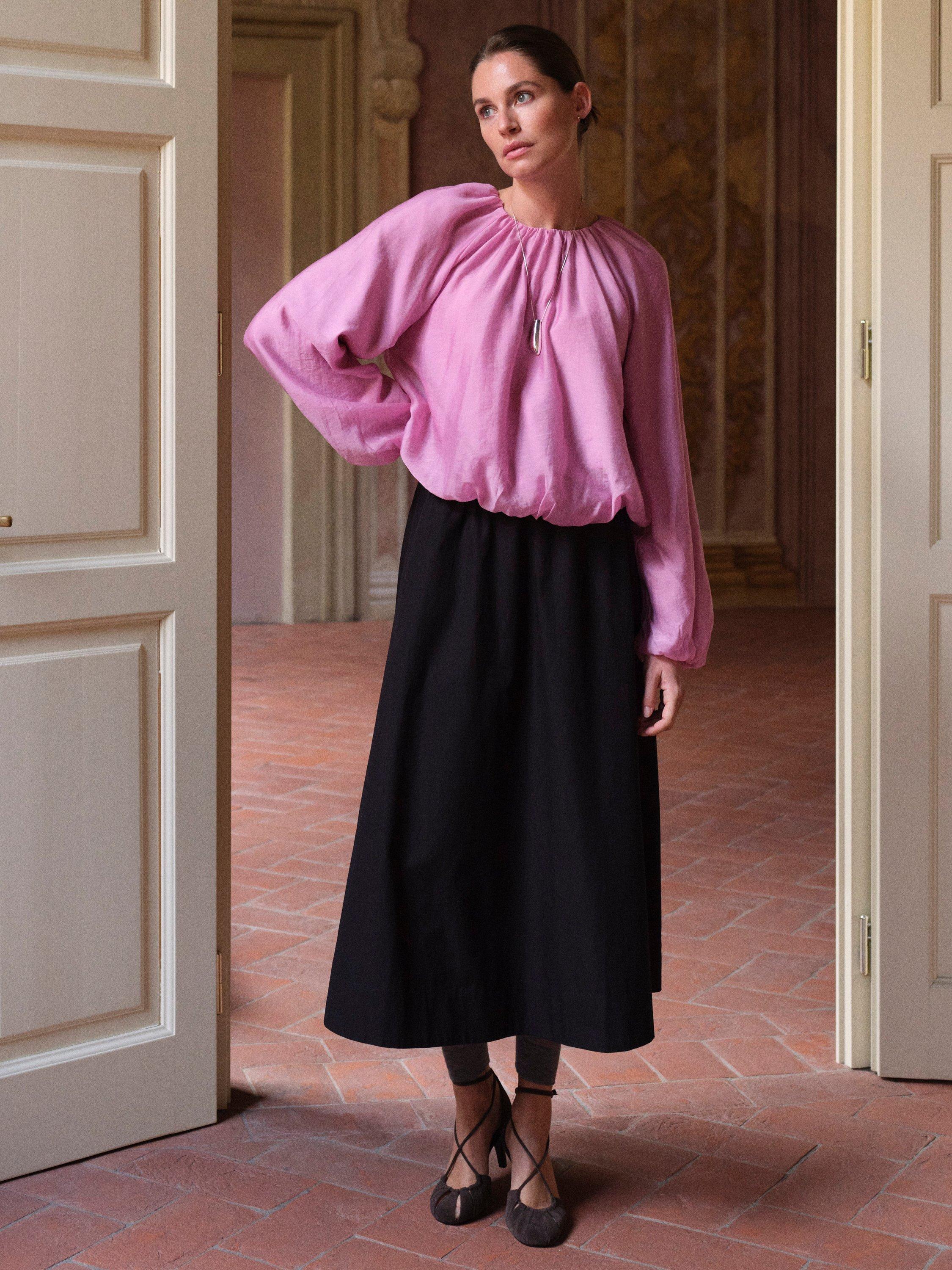 Product image 2 of 6, which shows YAS Vallo Crew Neck Balloon Sleeve Blouse , Pink, 6