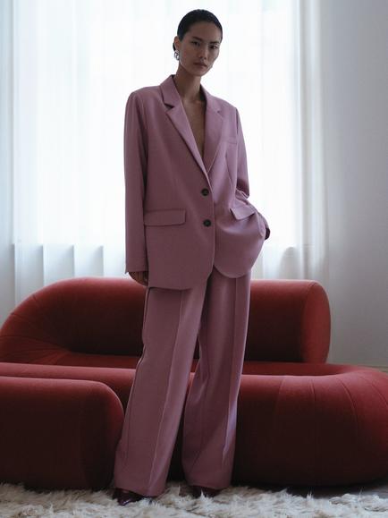 YAS Reema Tailored Single Breasted Blazer, Pink