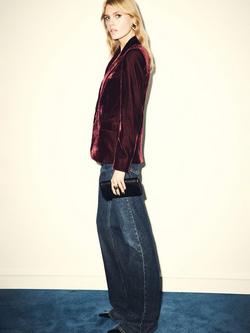 Mango Combi Velvet Blazer, Dark Red - view 2, Dark Red