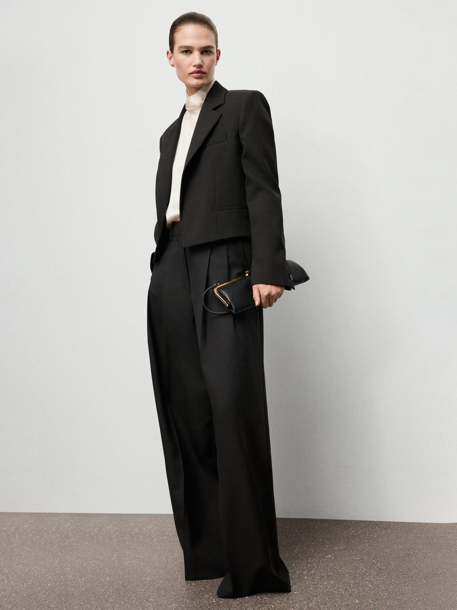 Product image 1 of 8, which shows Mango Americana Garbo Single Breasted Blazer, Black, L