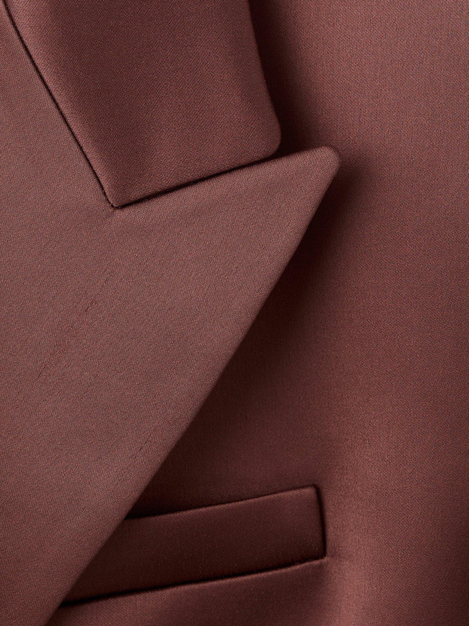 Product image 7 of 7, which shows Mango Gilda Satin Double-Breasted Blazer, Brown, L