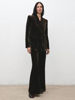 Mango Americana Pepper Velvet Blazer, Dark Brown, Dark Brown