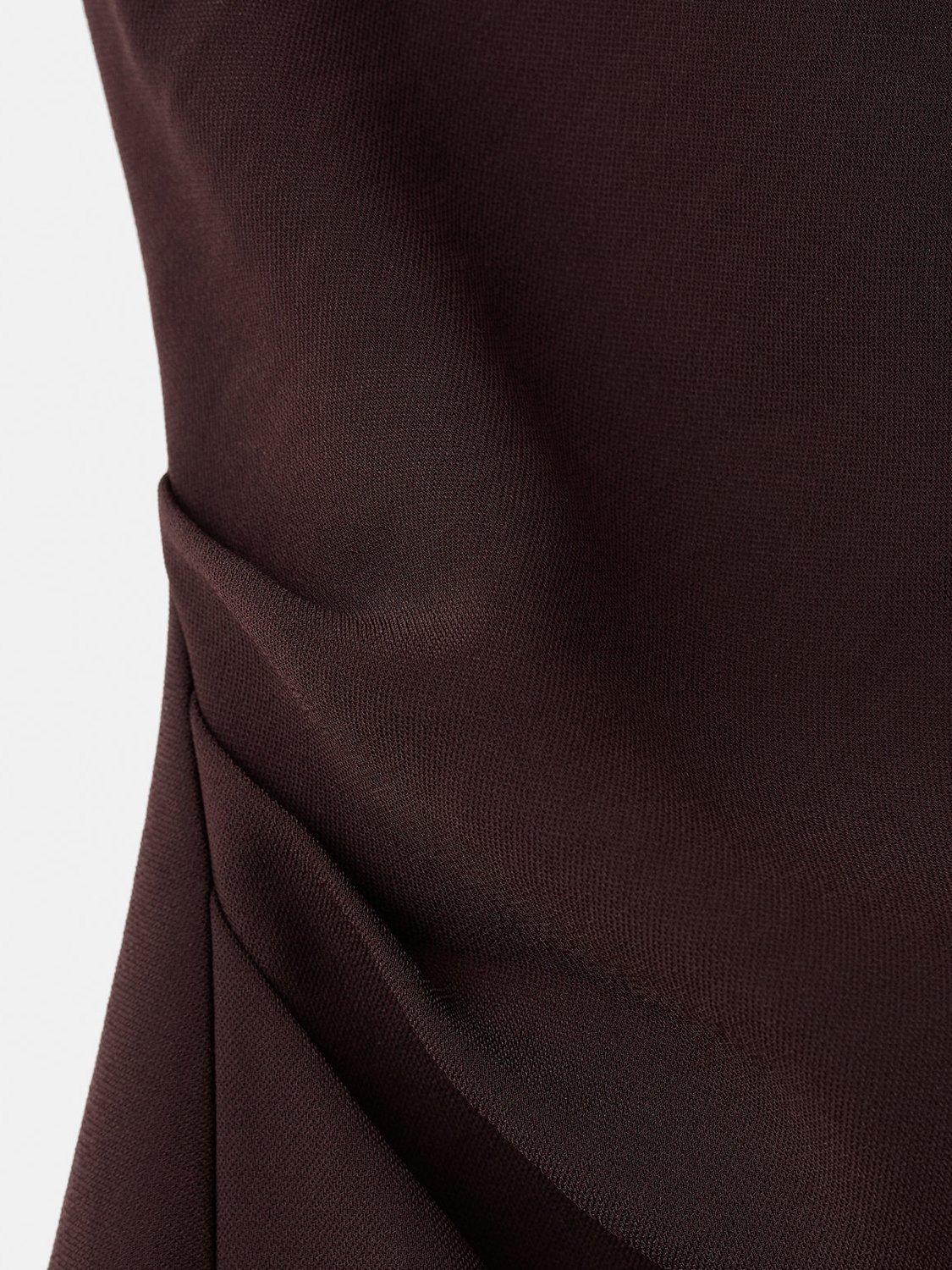 Product image 5 of 11, which shows Mango Joia A-Line Asymmetric Neck Midi Dress, Brown, 10