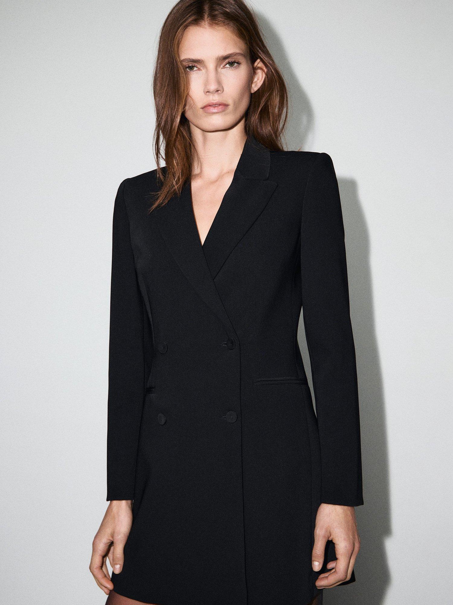 Product image 1 of 8, which shows Mango Loidi Long Sleeve V Neck Mini Dress, Black, 10