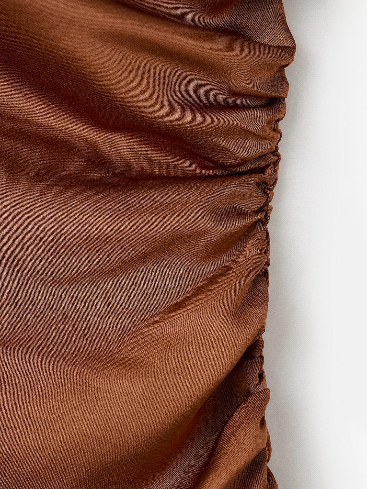 Product image 5 of 7, which shows Mango Safron One Shoulder Midi Dress, Copper, 8
