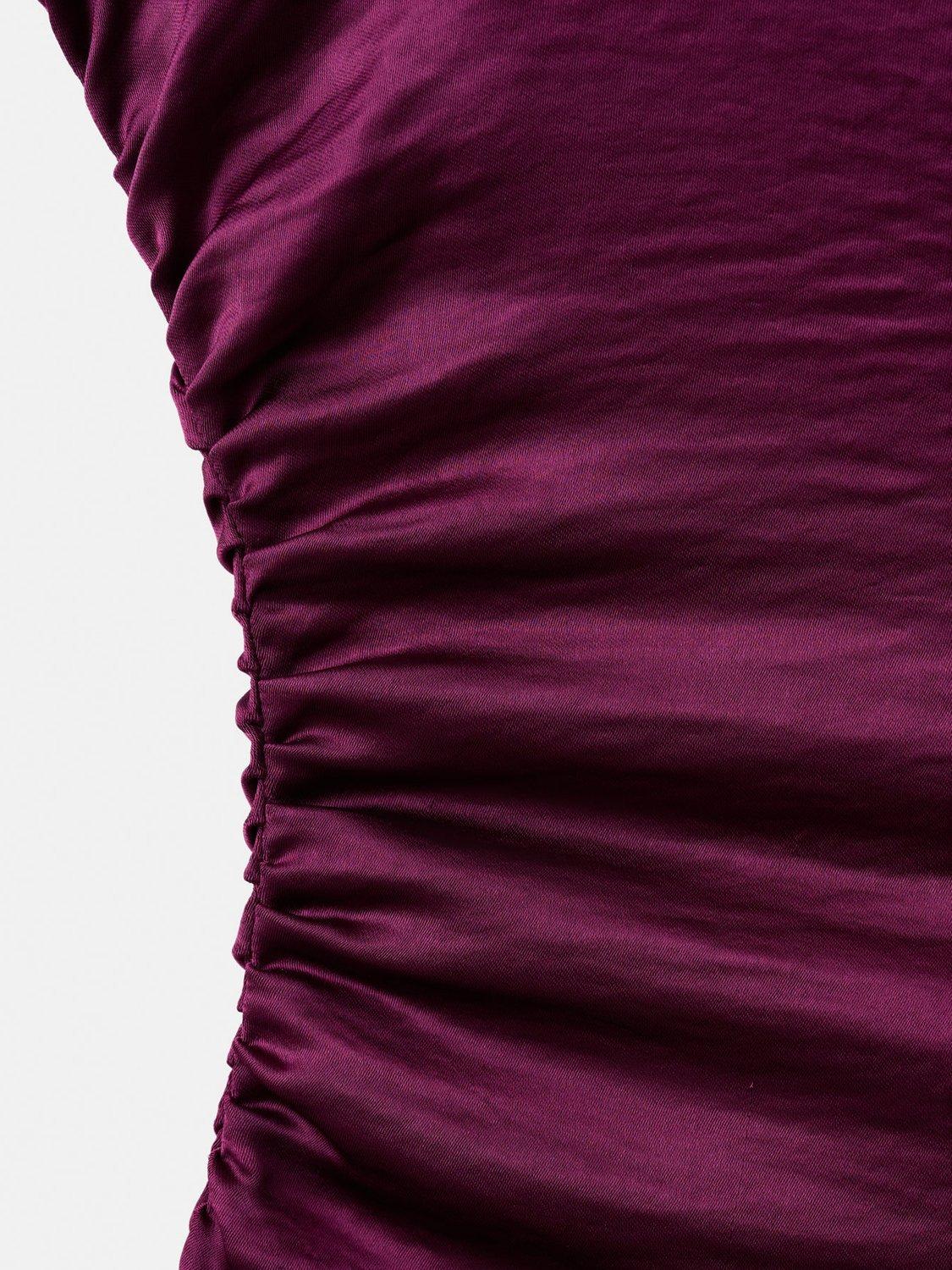 Product image 5 of 7, which shows Mango Sori Drape Mini Dress, Berry, 10