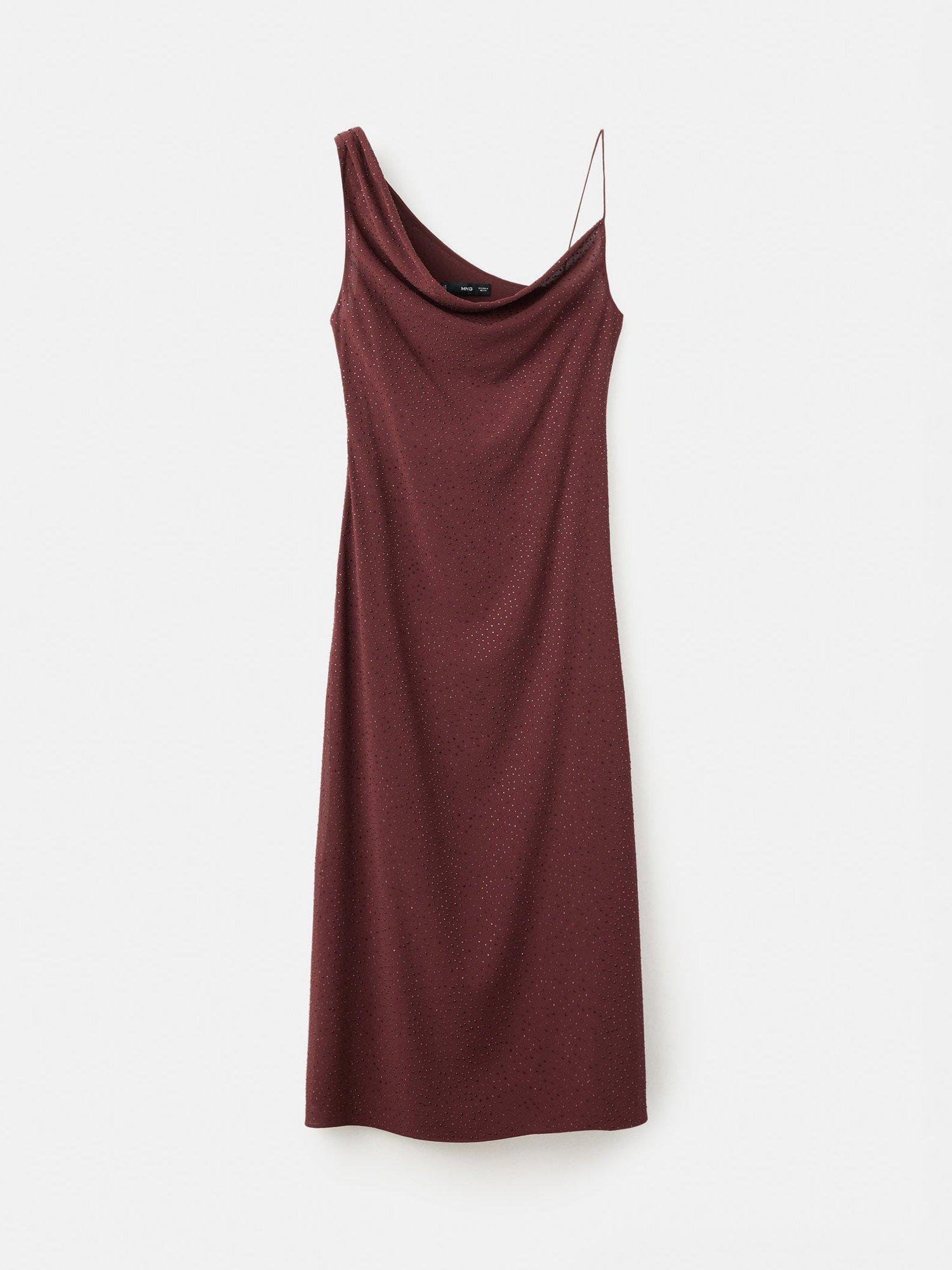 Product image 3 of 8, which shows Mango Wedy Embellished Midi Dress, Dark Red, 10