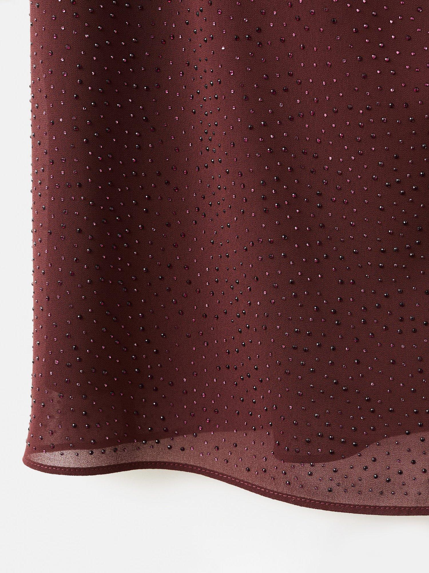 Product image 5 of 8, which shows Mango Wedy Embellished Midi Dress, Dark Red, 10