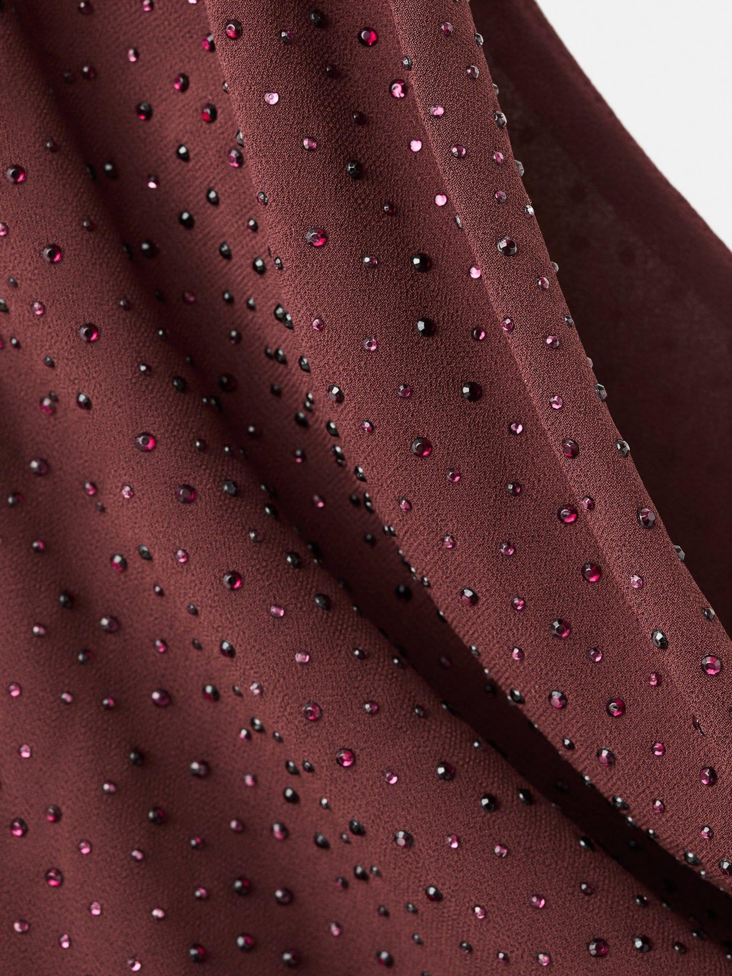 Product image 8 of 8, which shows Mango Wedy Embellished Midi Dress, Dark Red, 10