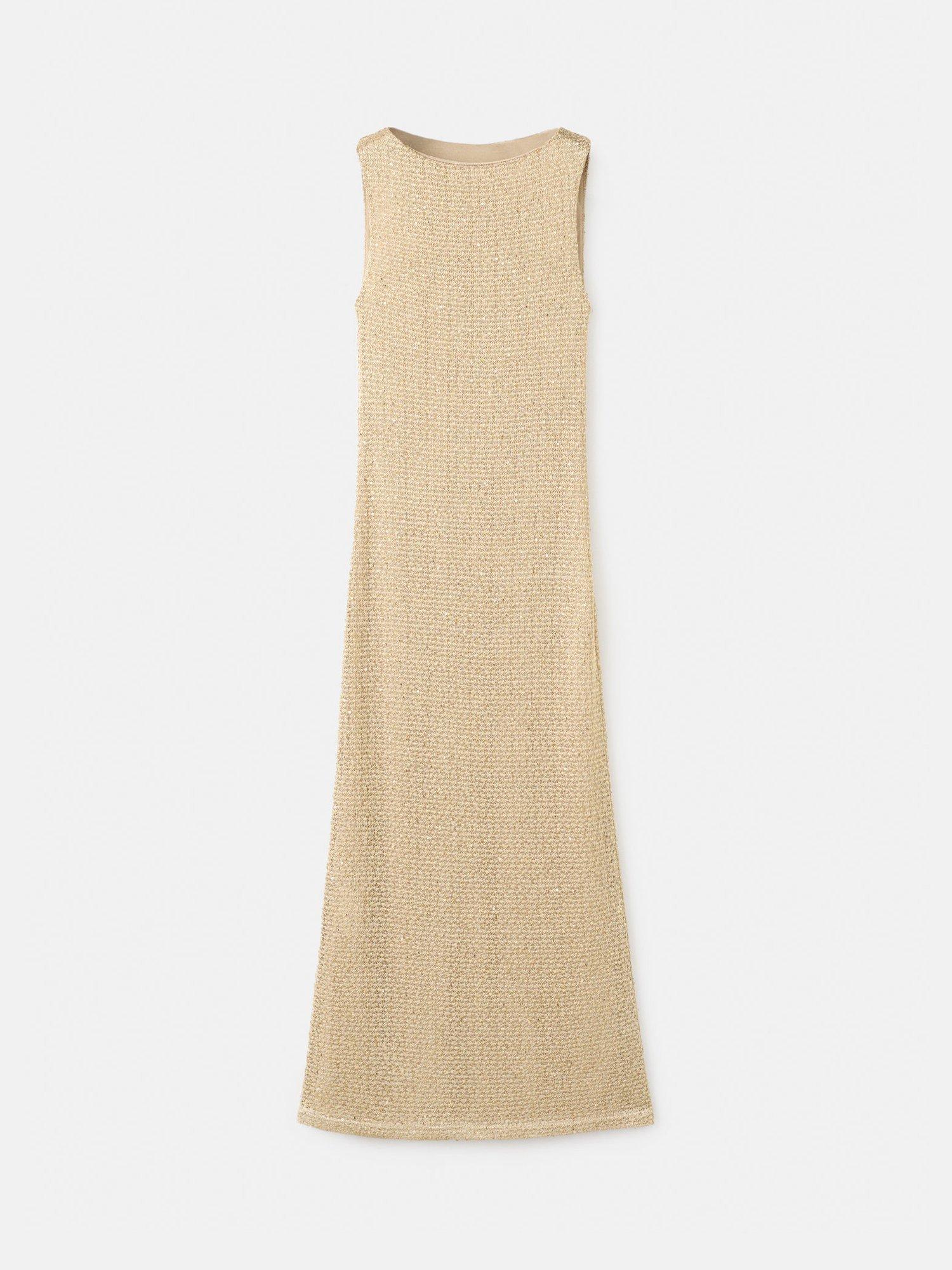 Product image 3 of 7, which shows Mango Sparkle Fine Knit Dress, Gold, 10