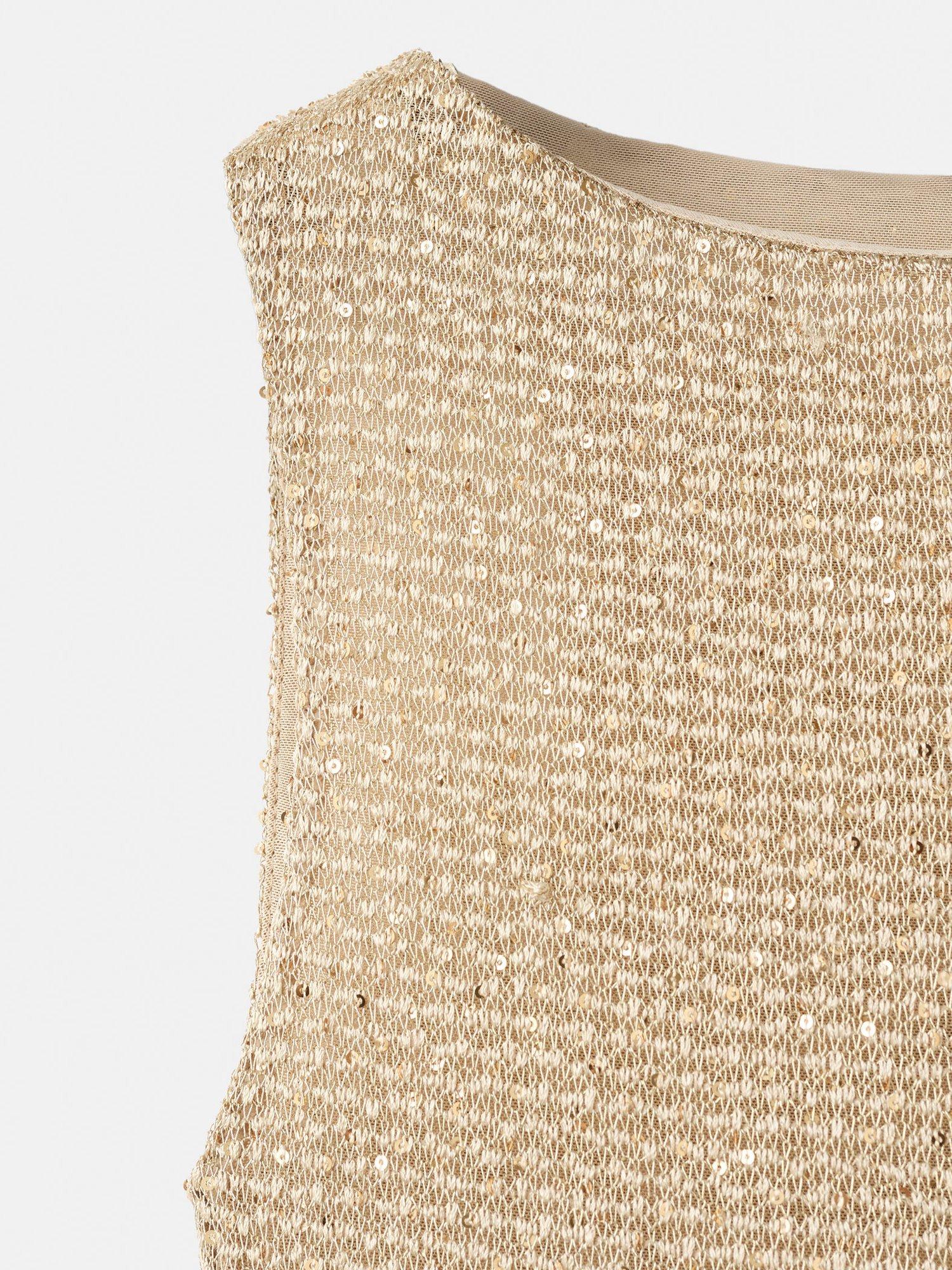 Product image 7 of 7, which shows Mango Sparkle Fine Knit Dress, Gold, 10