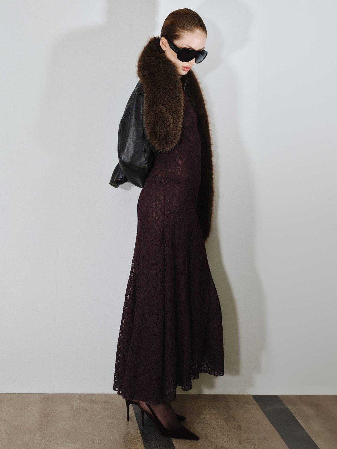 Product image 6 of 7, which shows Mango Kelly Maxi Mermaid Dress , Brown, 10