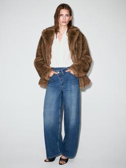 Mango Malene Asymmetric Waist Jeans, Mid Blue - view 2, Mid Blue