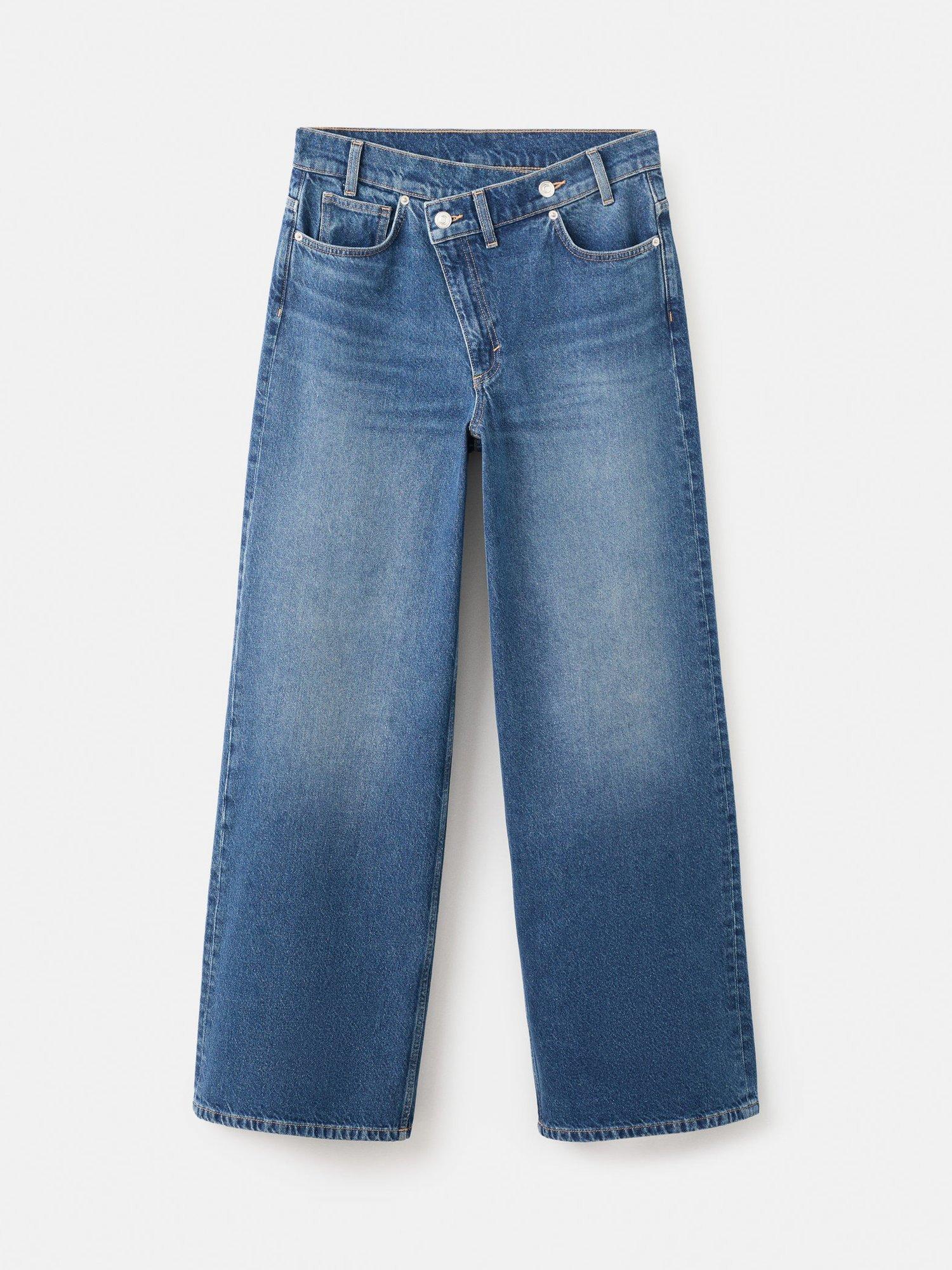 Product image 3 of 6, which shows Mango Malene Asymmetric Waist Jeans, Mid Blue, 10