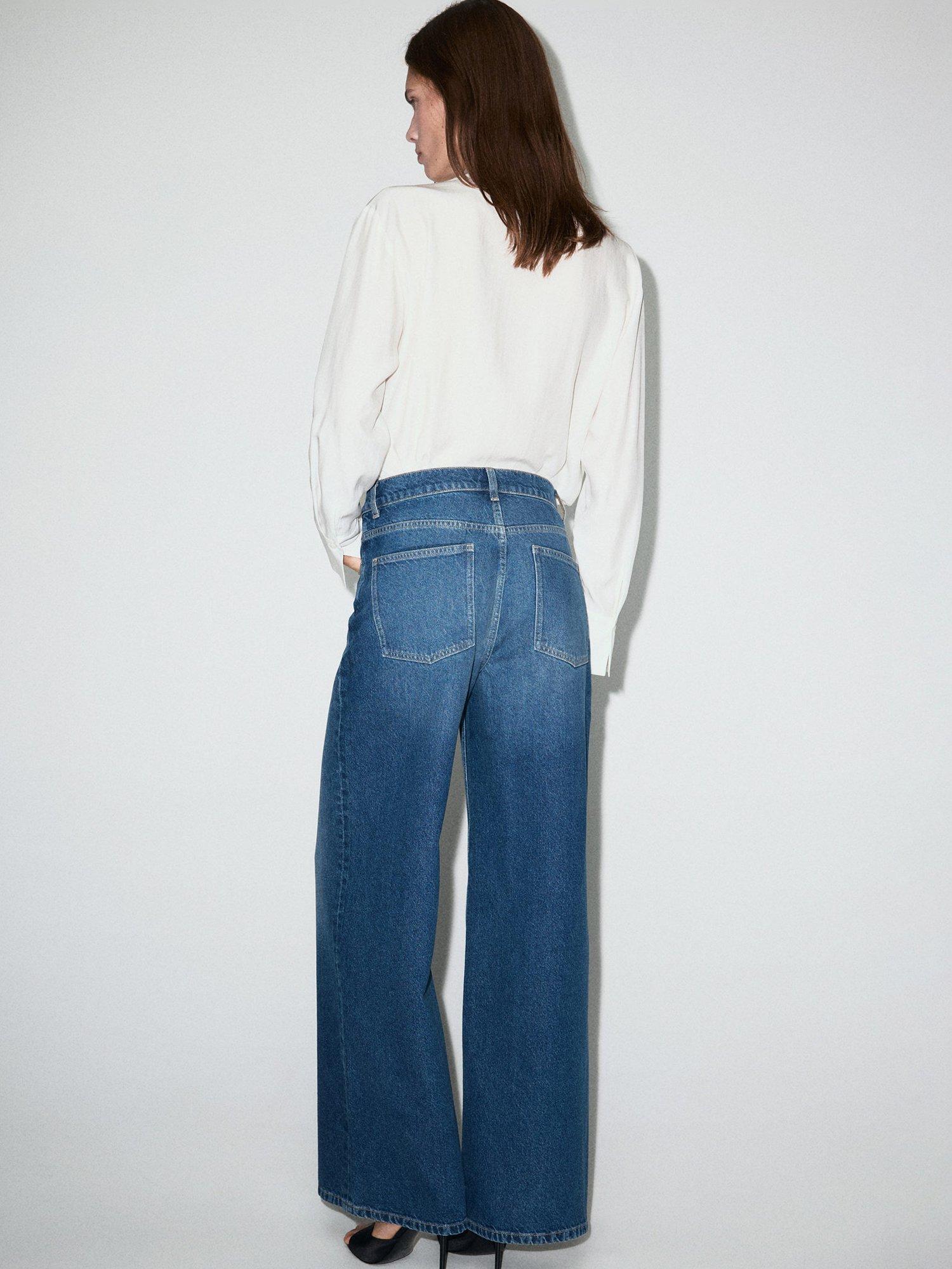 Product image 4 of 6, which shows Mango Malene Asymmetric Waist Jeans, Mid Blue, 10