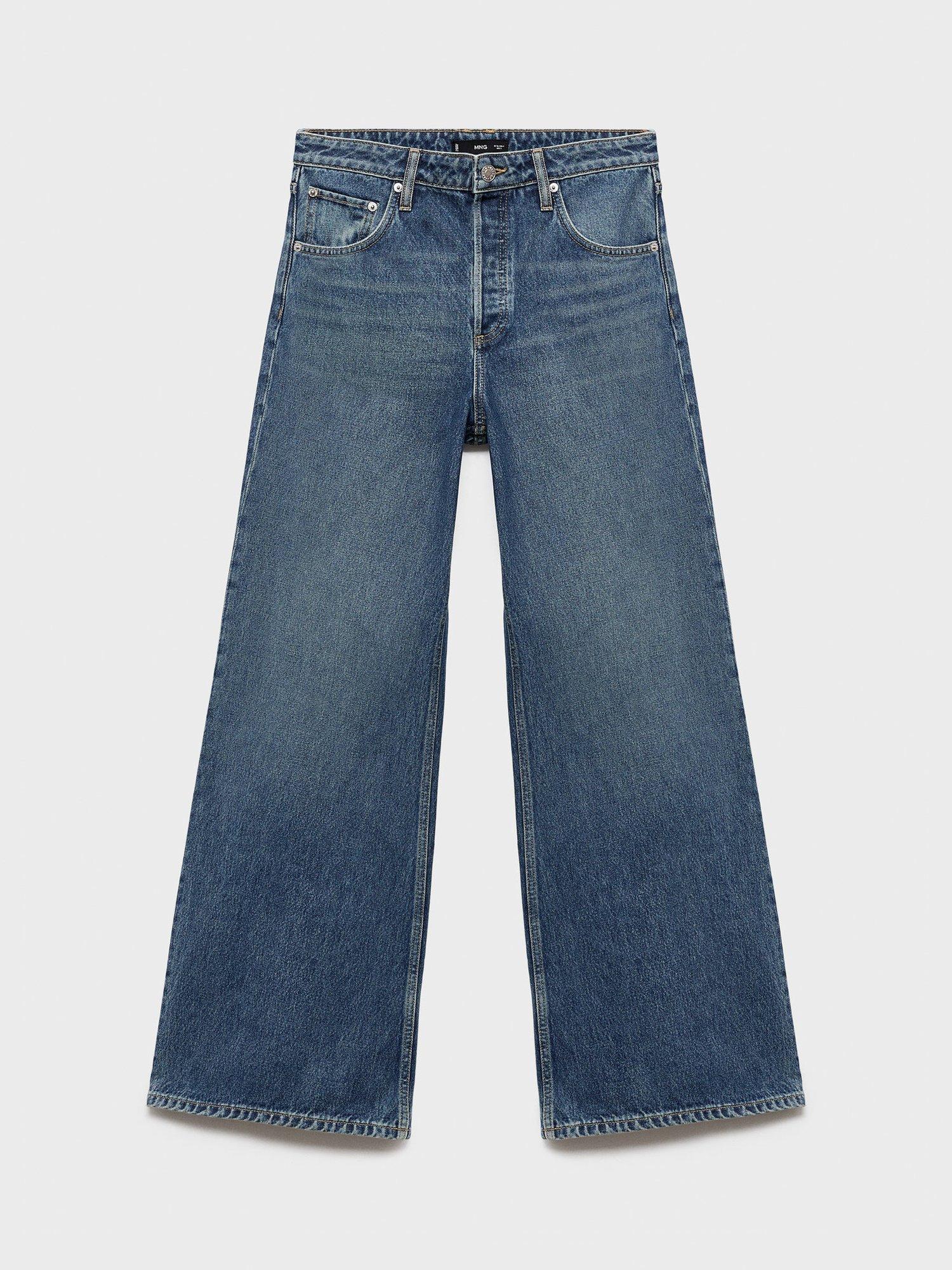 Product image 3 of 7, which shows Mango Seattle Mid Rise Wide Leg Denim Jeans, Blue, 6