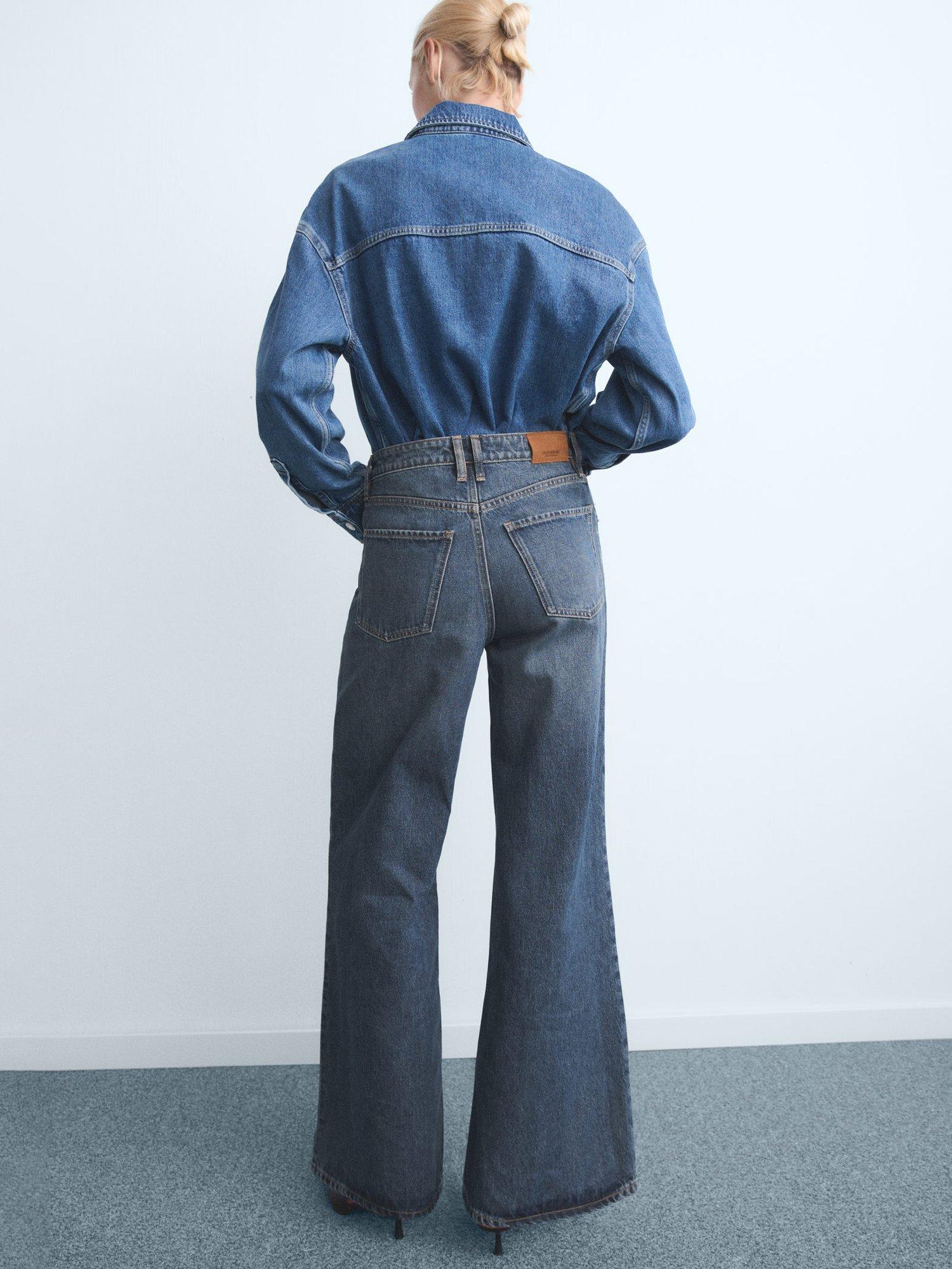 Product image 4 of 7, which shows Mango Seattle Mid Rise Wide Leg Denim Jeans, Blue, 6