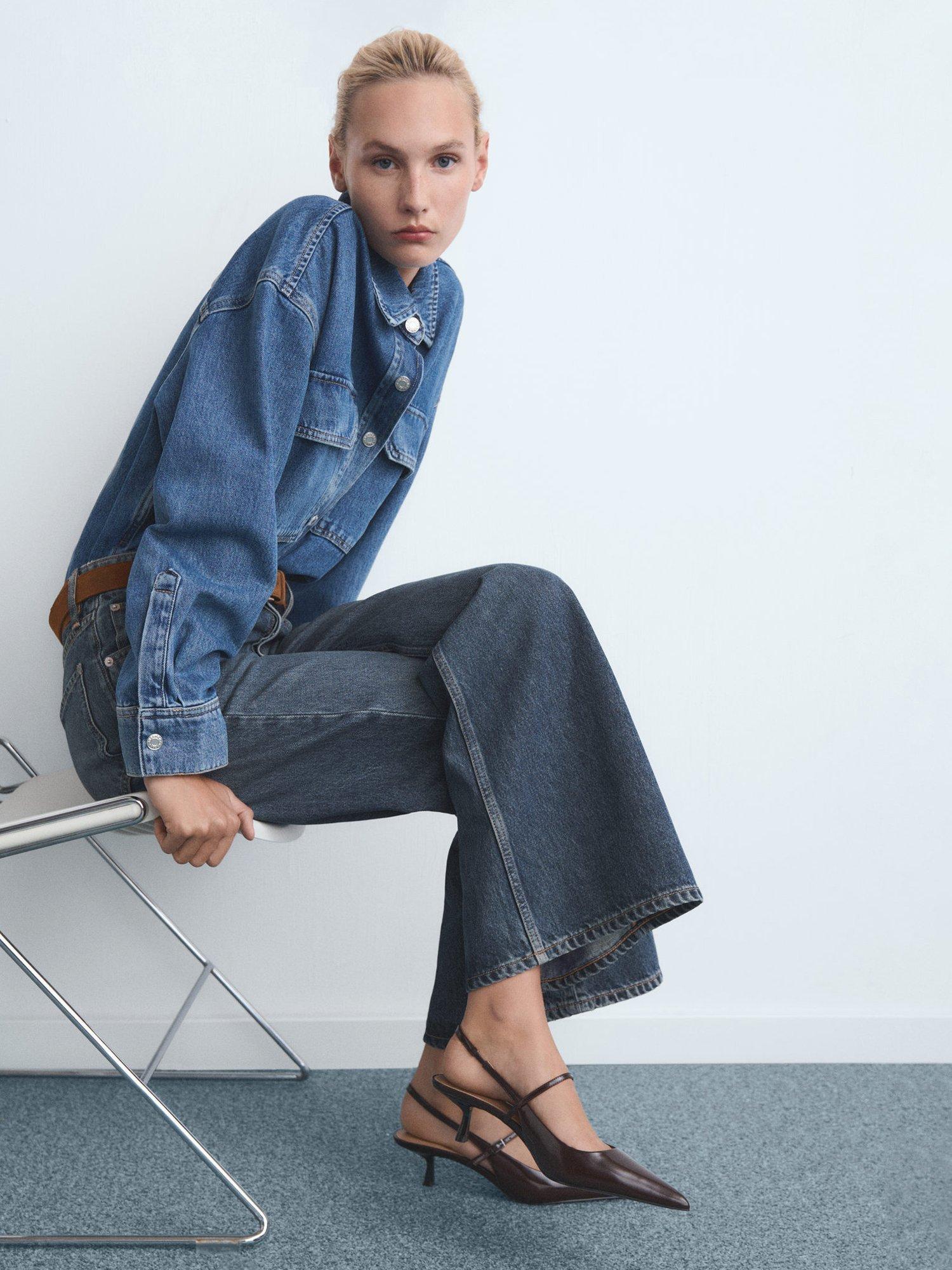 Product image 6 of 7, which shows Mango Seattle Mid Rise Wide Leg Denim Jeans, Blue, 6