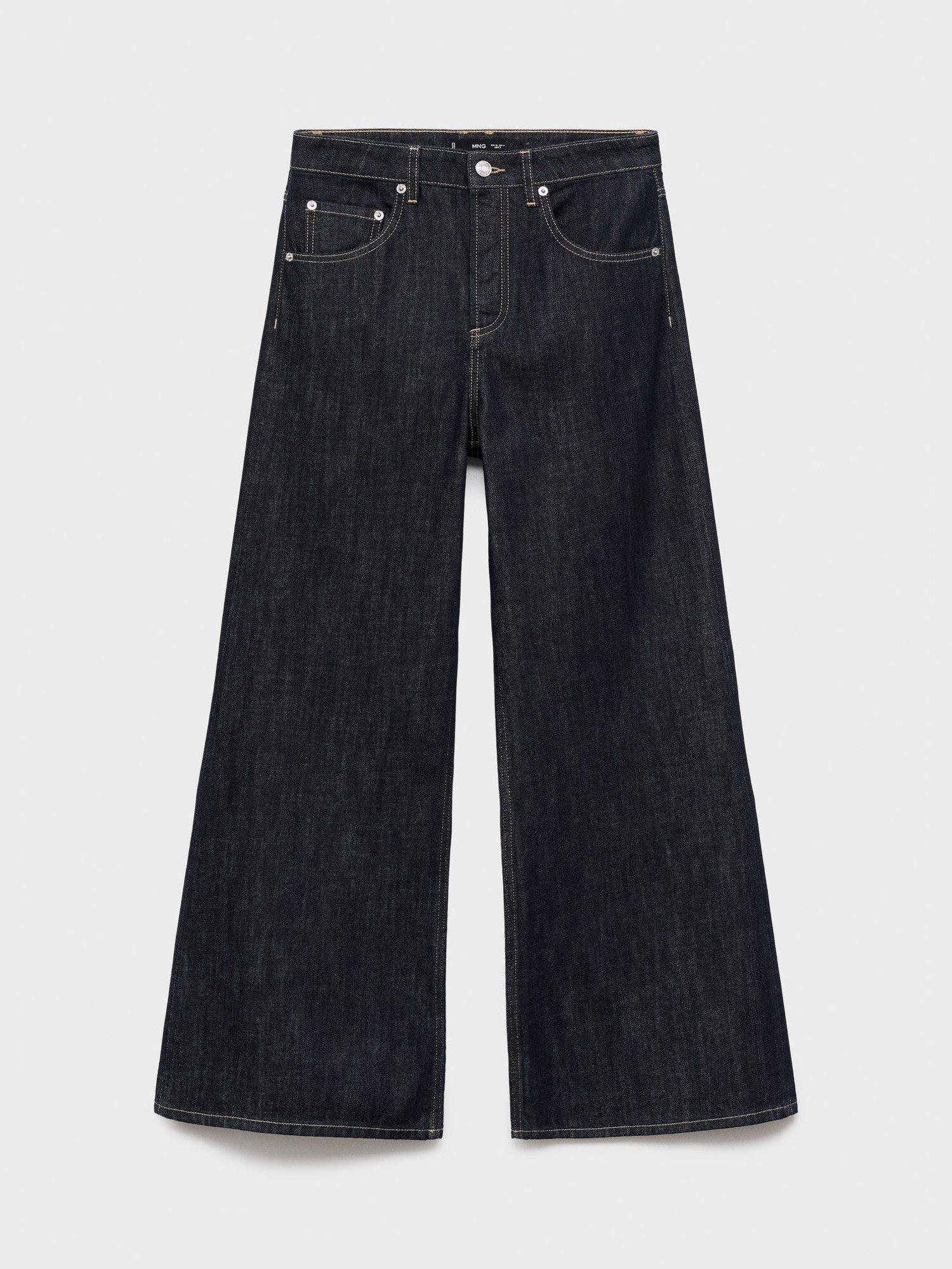 Product image 3 of 8, which shows Mango Seattle Mid Rise Wide Leg Denim Jeans, Open Blue, 6