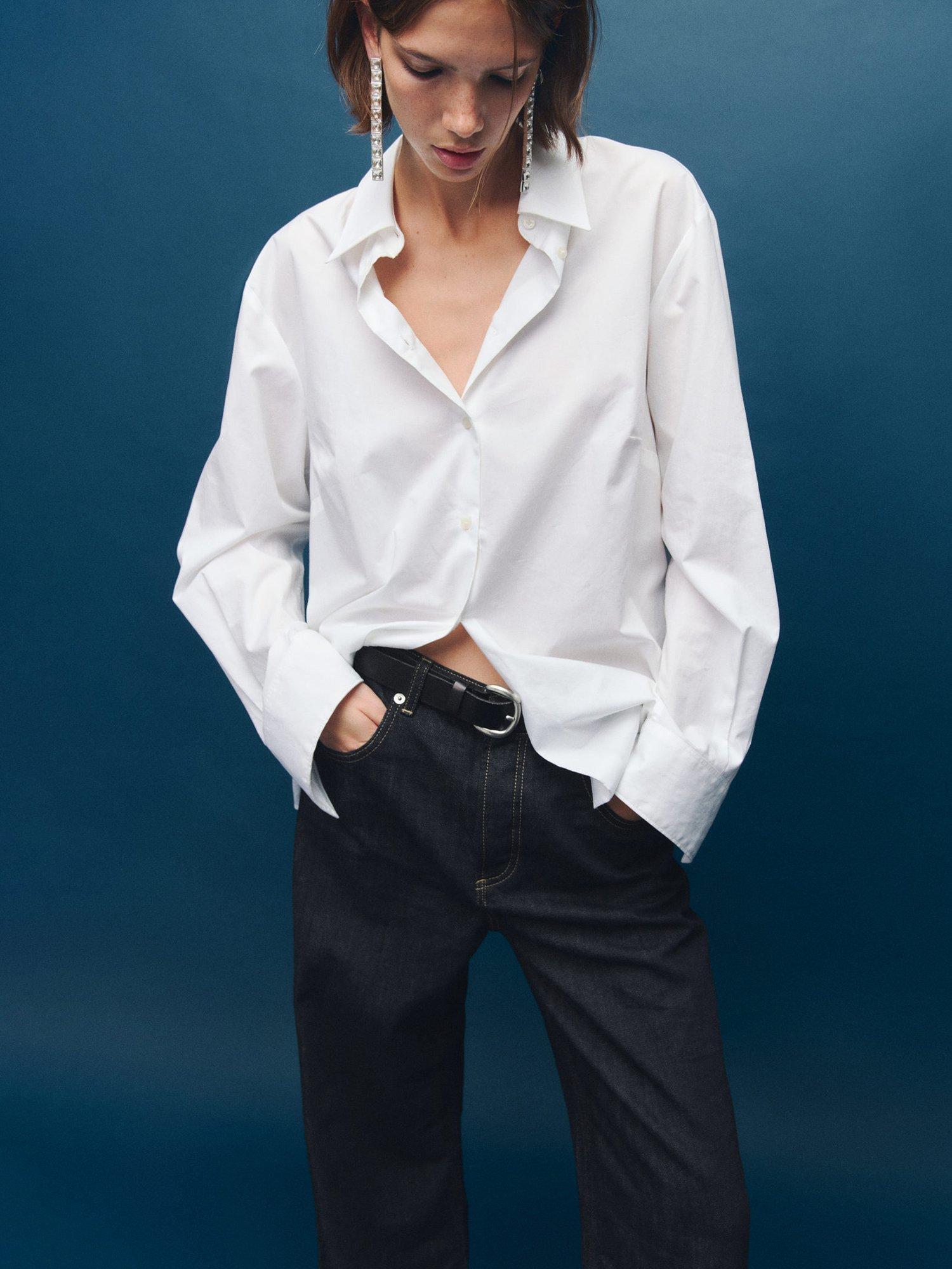 Product image 6 of 8, which shows Mango Seattle Mid Rise Wide Leg Denim Jeans, Open Blue, 6