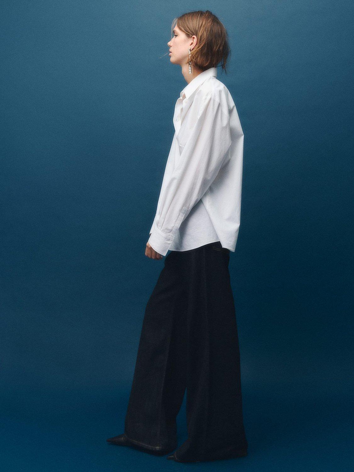 Product image 7 of 8, which shows Mango Seattle Mid Rise Wide Leg Denim Jeans, Open Blue, 6