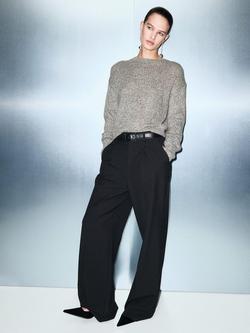 Mango Speckled Lurex Knitted Wool Blend Sweater, Pastel Blue - view 2, Pastel Blue