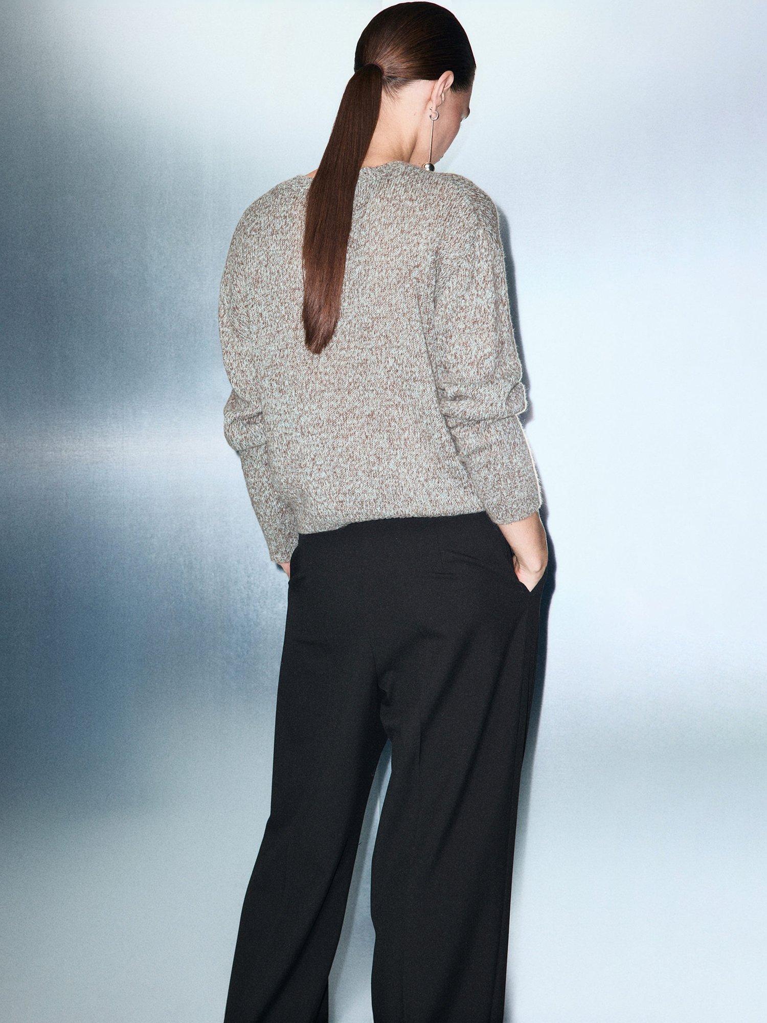 Product image 4 of 8, which shows Mango Speckled Lurex Knitted Wool Blend Sweater, Pastel Blue, XL