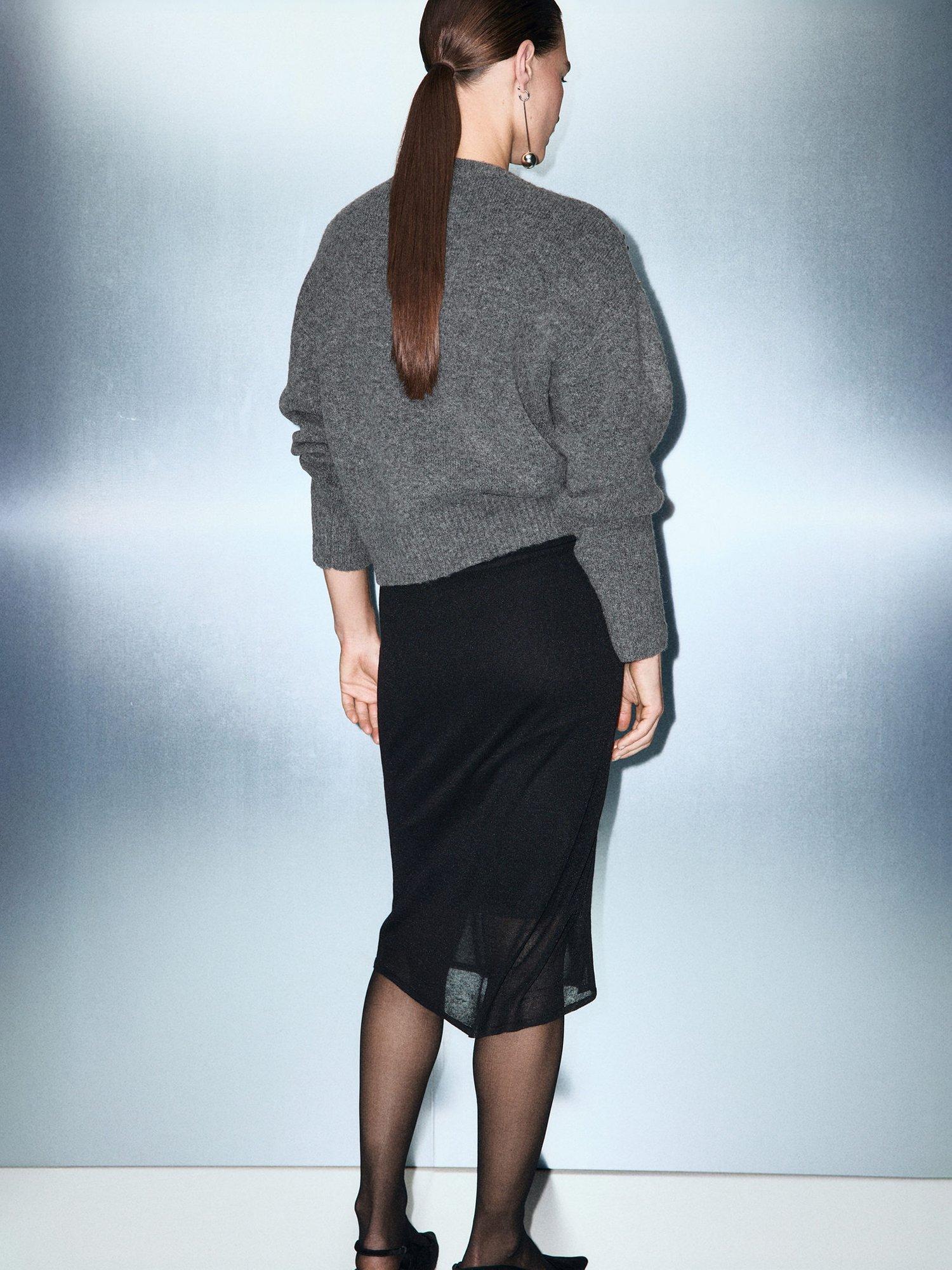 Product image 4 of 8, which shows Mango Estrella Medium Weight Round Neck Jumper , Dark Grey, L
