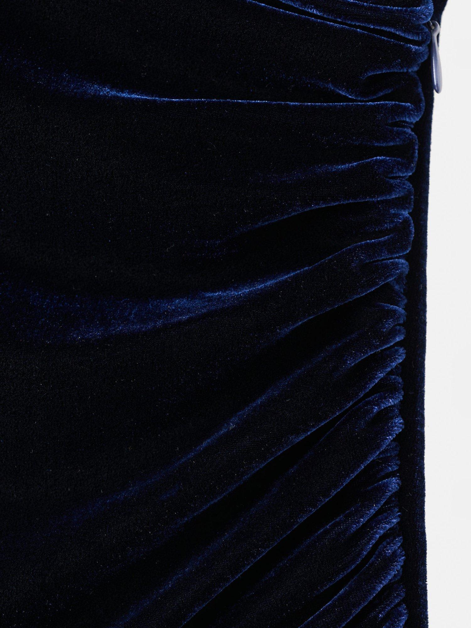 Product image 5 of 7, which shows Mango Melo Velvet Asymmetric Neckline Jumpsuit , Navy, L