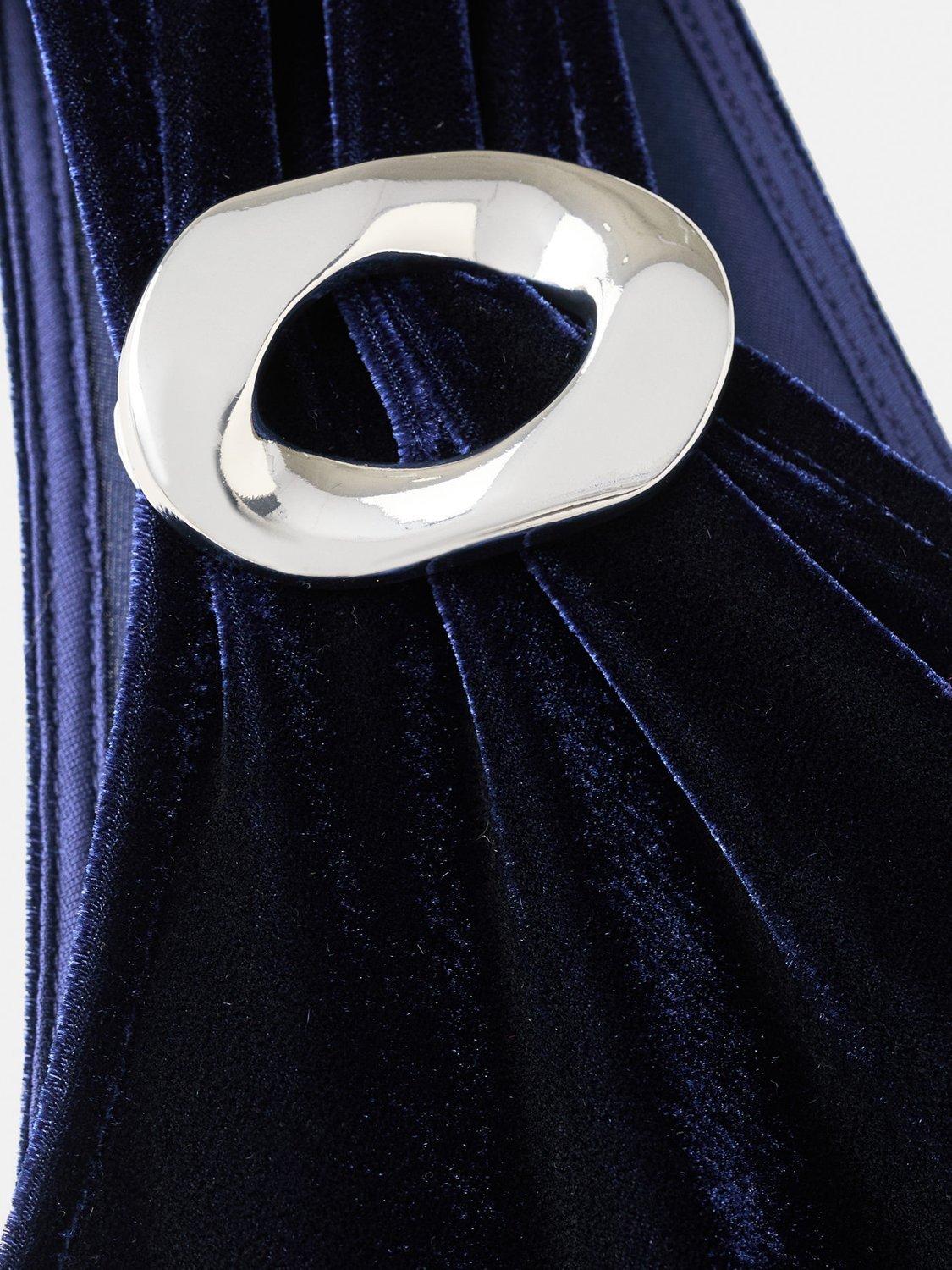 Product image 7 of 7, which shows Mango Melo Velvet Asymmetric Neckline Jumpsuit , Navy, L