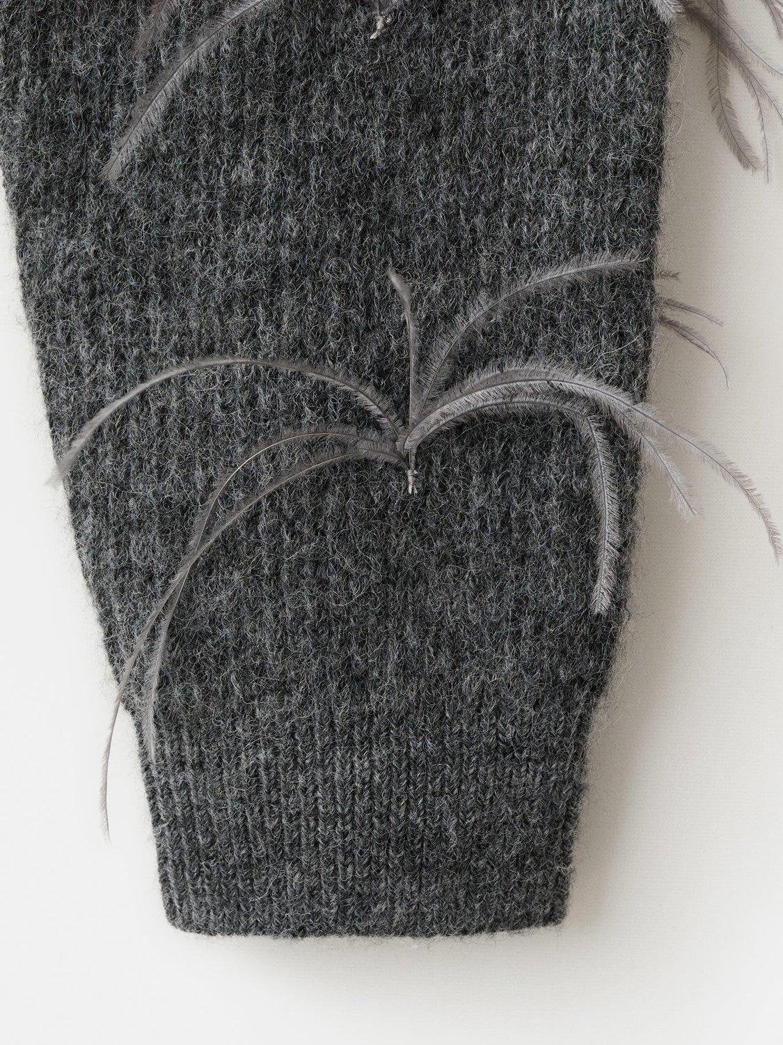 Product image 5 of 7, which shows Mango Round Neck Feather Jersey Jumper , Grey, L