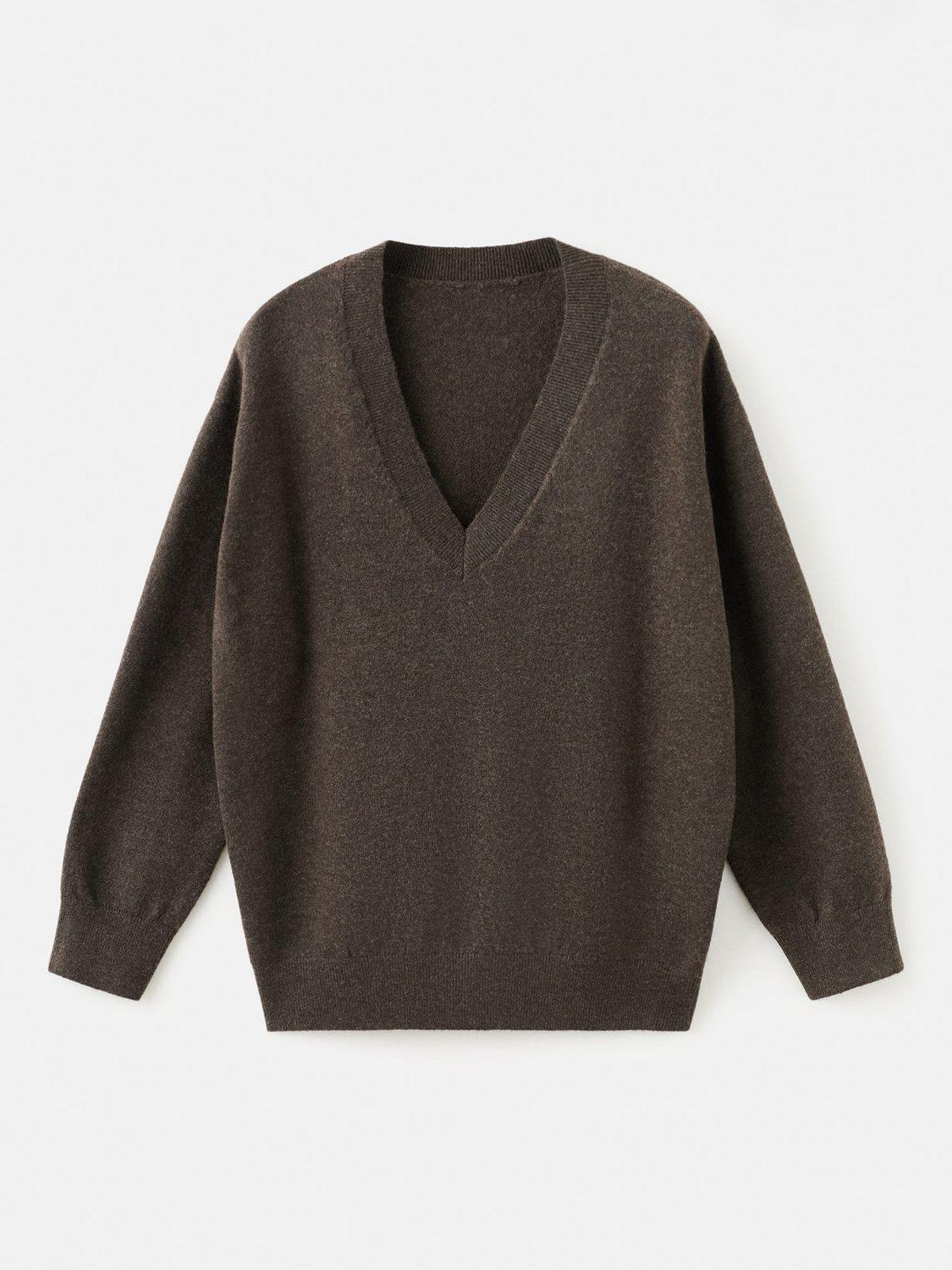 Product image 3 of 3, which shows Mango Fine Knit V-Neck Sweater, Grey, M