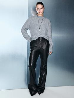 Mango Florins Herringbone Round Neck Jumper - view 2, Dark Blue