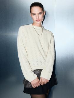 Mango Florins Cable Knit Jumper, Light Beige, Light Beige