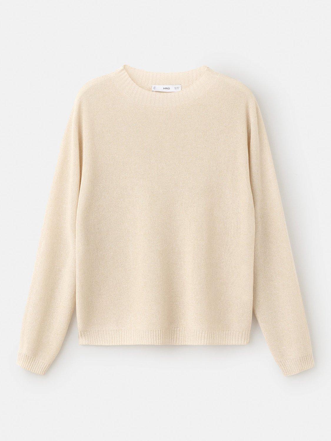 Product image 3 of 7, which shows Mango Klong Sparkle Fine Knit Jumper, Gold, XXXL