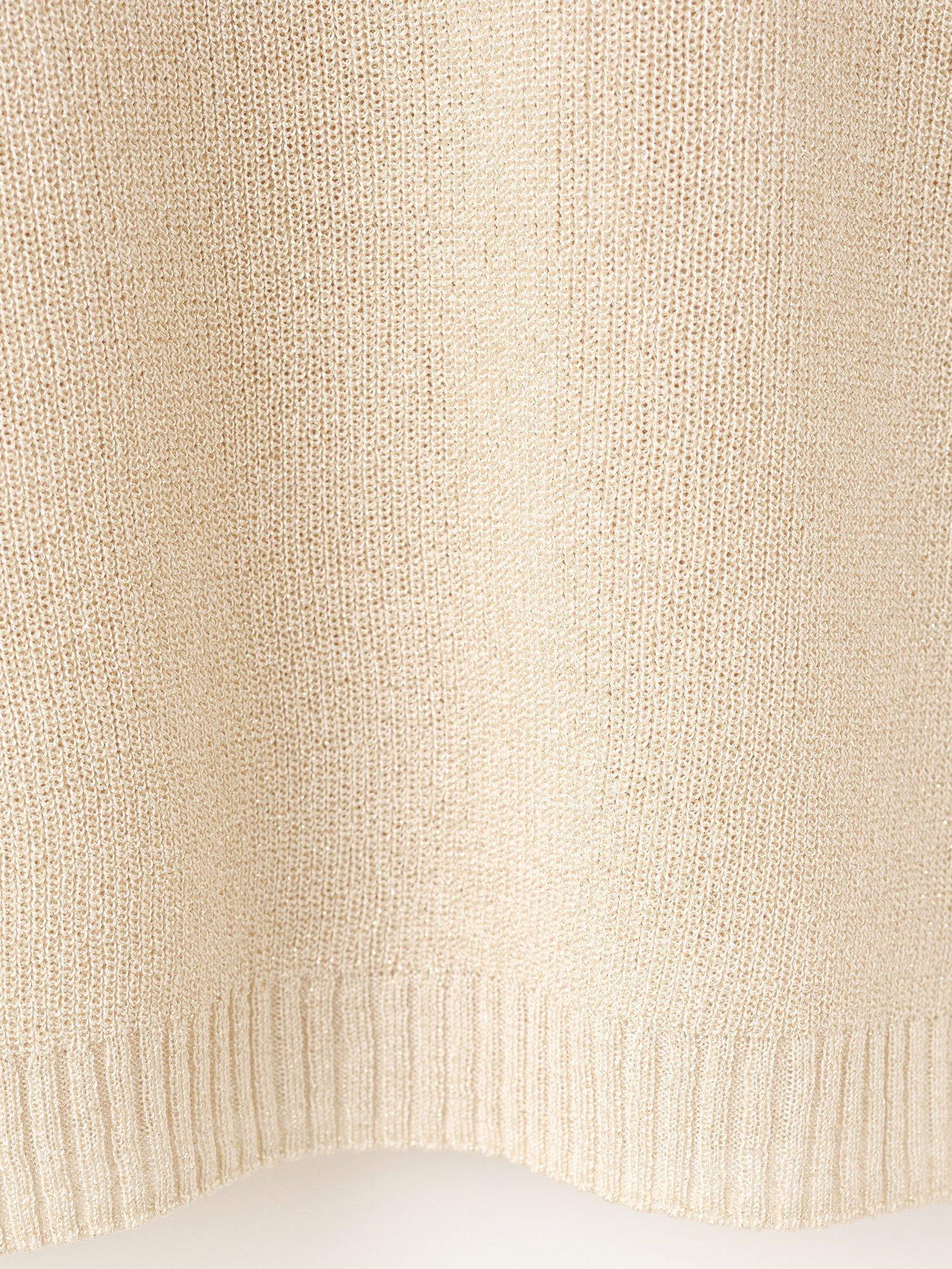 Product image 5 of 7, which shows Mango Klong Sparkle Fine Knit Jumper, Gold, XXXL