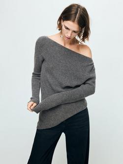 Mango Miro Shoulder Detail Jumper, Medium Grey, Medium Grey
