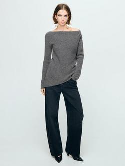 Mango Miro Shoulder Detail Jumper, Medium Grey - view 2, Medium Grey