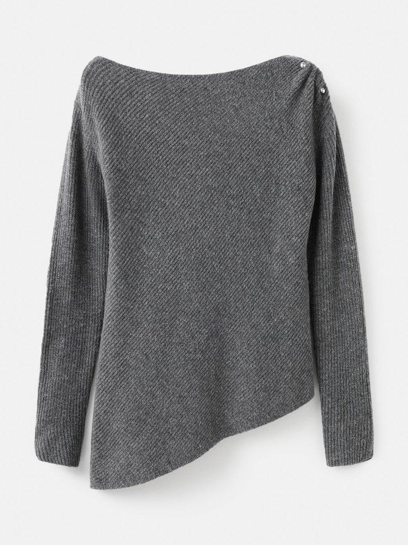 Product image 3 of 7, which shows Mango Miro Shoulder Detail Jumper, Medium Grey, XS