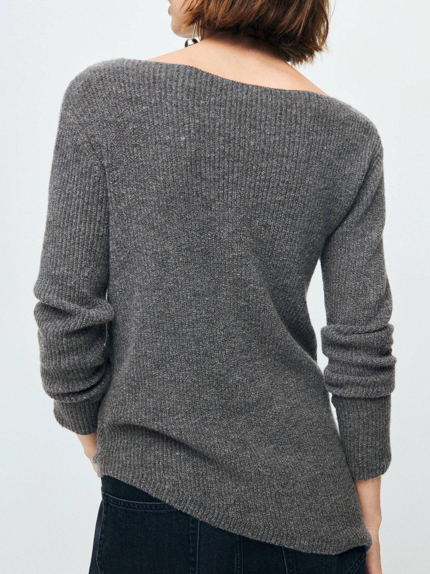 Product image 4 of 7, which shows Mango Miro Shoulder Detail Jumper, Medium Grey, XS