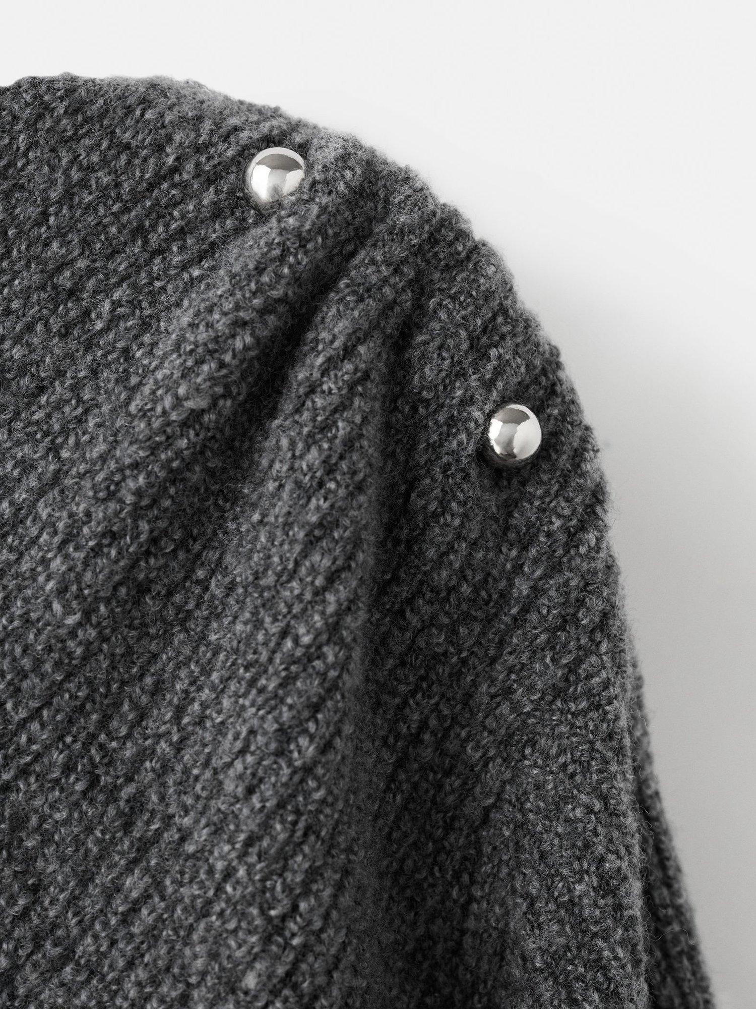 Product image 7 of 7, which shows Mango Miro Shoulder Detail Jumper, Medium Grey, XS
