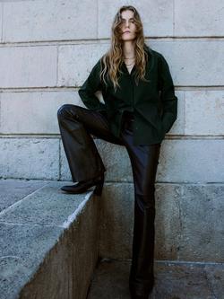 Mango Keta Long Sleeve Shirt, Green - view 2, Green